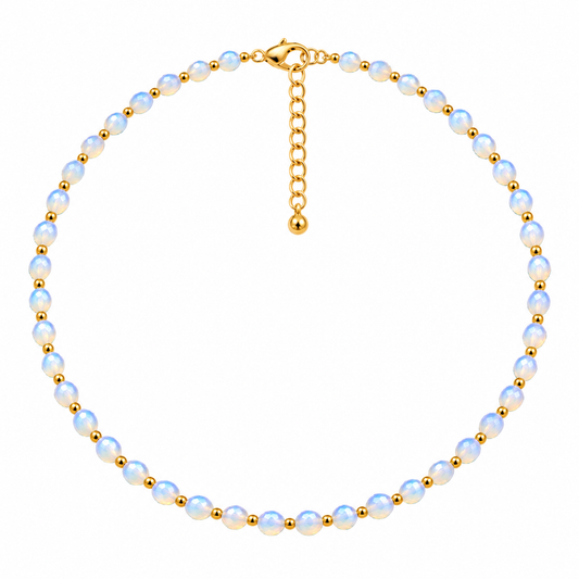 Dainty Opalite Necklace - Natural Gemstones & 18K Gold Plated Anti-Tarnish Chain