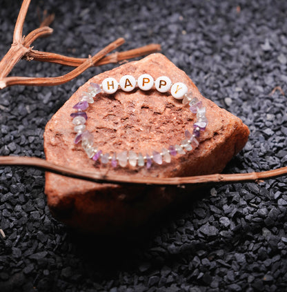 HAPPY -  Fluorite Chip Bracelet