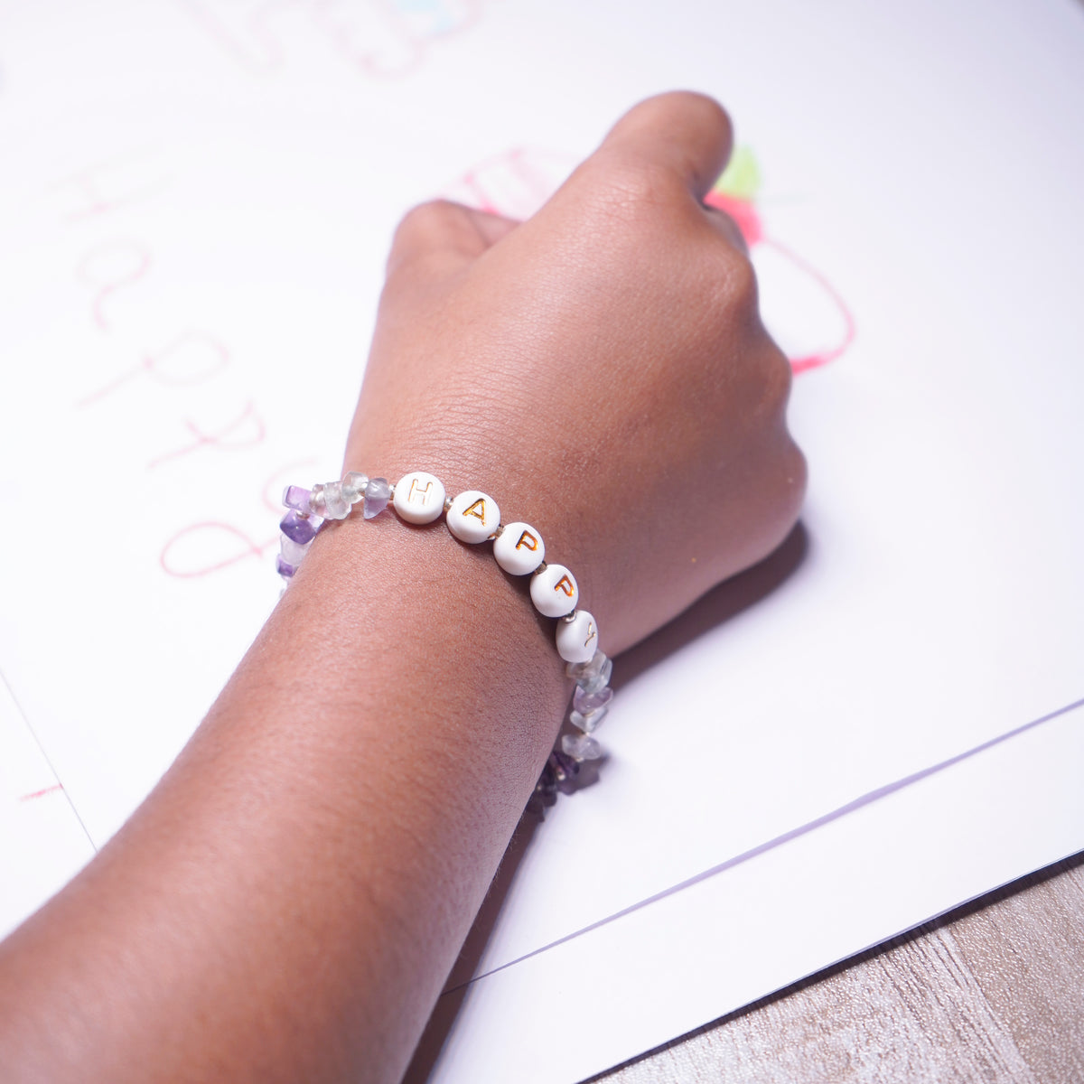 HAPPY -  Fluorite Chip Bracelet