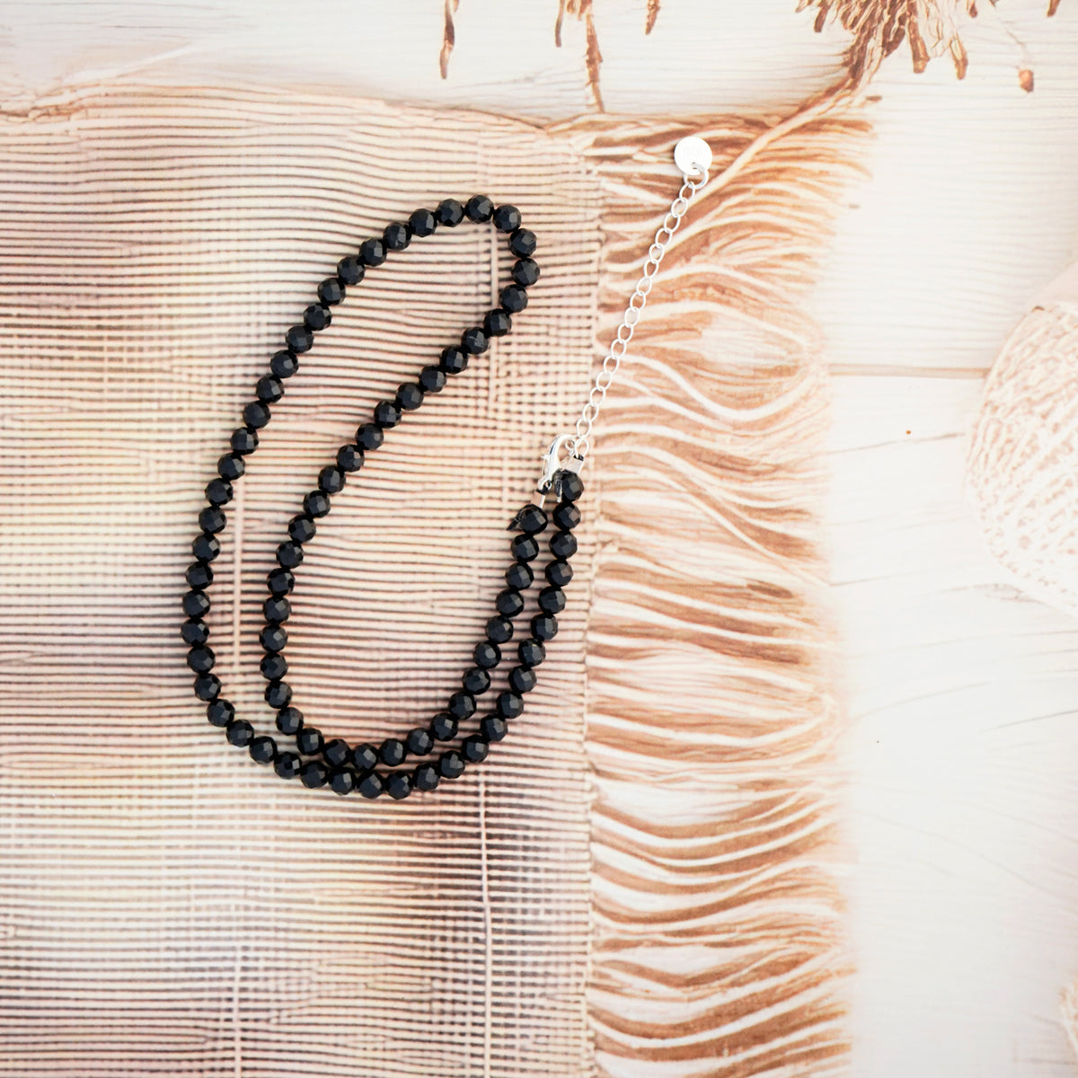 Dainty Black Tourmaline  Necklace - Natural Gemstones & Sterling Silver Clasp