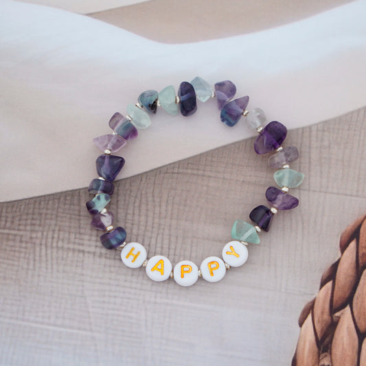HAPPY -  Fluorite Chip Bracelet