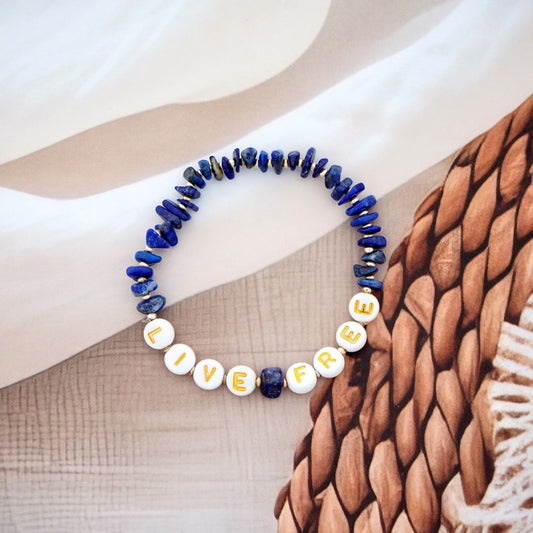 LIVE FREE - Lapis Lazuli Chip Bracelet