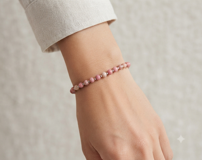 Rhodochrosite Stretch Bracelet - Stretchy, Tarnish Free and Waterproof