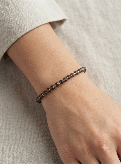 Smoky Quartz Stretch Bracelet - Tarnish Free and Waterproof