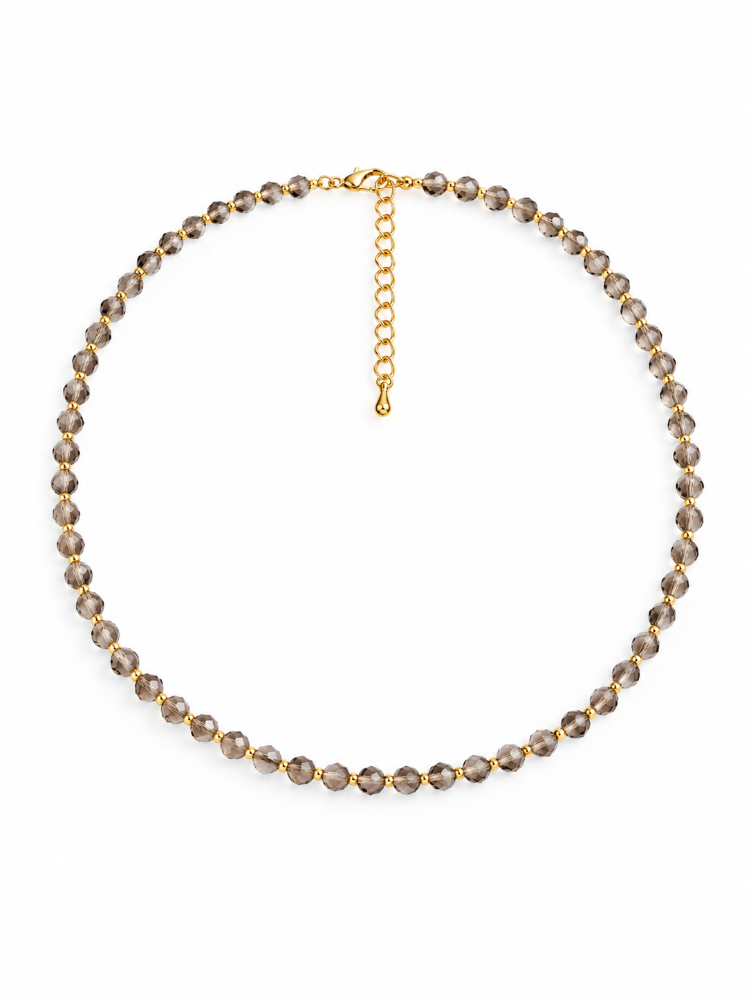 Dainty Smoky Quartz Necklace - Natural Gemstones & 18K Gold Plated Anti-Tarnish Chain