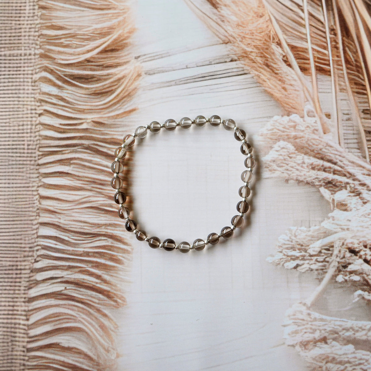 Smoky Quartz Stretch Bracelet - Tarnish Free and Waterproof