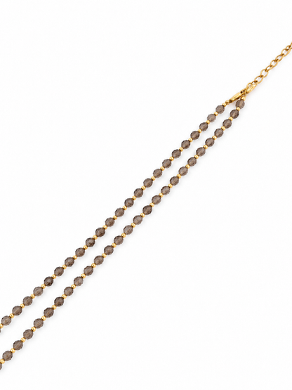 Dainty Smoky Quartz Necklace - Natural Gemstones & 18K Gold Plated Anti-Tarnish Chain