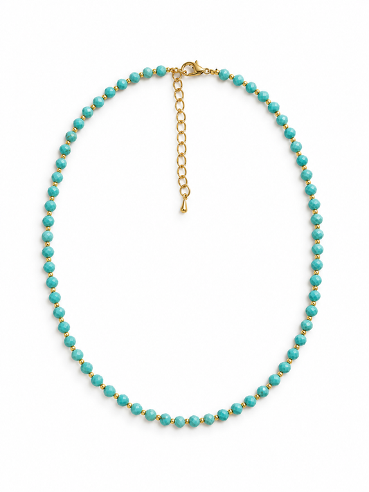 Dainty Turquoise Necklace - Natural Gemstones & 18K Gold Plated Anti-Tarnish Anti-Tarnish Chain