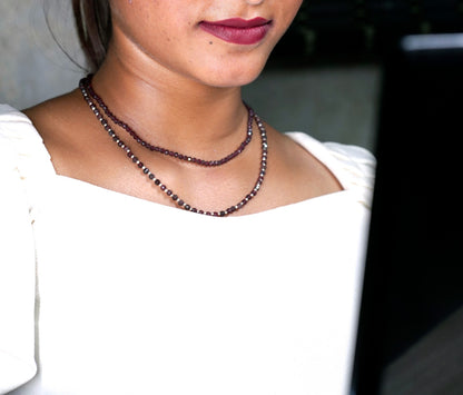 Dainty Faceted Garnet Necklace - Natural Gemstones & Sterling Silver Clasp