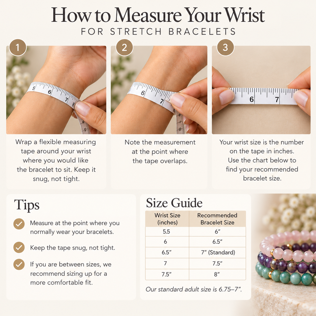 Clear Quartz Stretch Bracelet - Tarnish Free and Waterproof